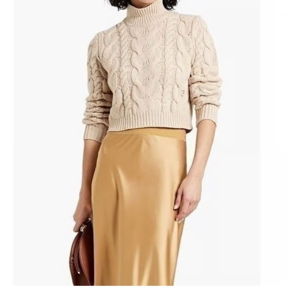 Aritzia Set Mock Neck Cropped Sweater Pleated Elastic Waist  Skirt Size XXS - Picture 15 of 15